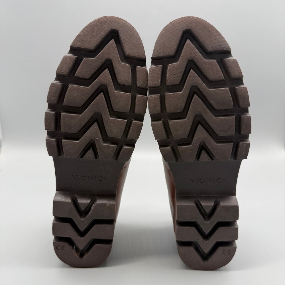 Vionic Kensley Loafers Women 6.5 Brown Leather Lug Sole Orthotic EUC - Picture 7 of 8